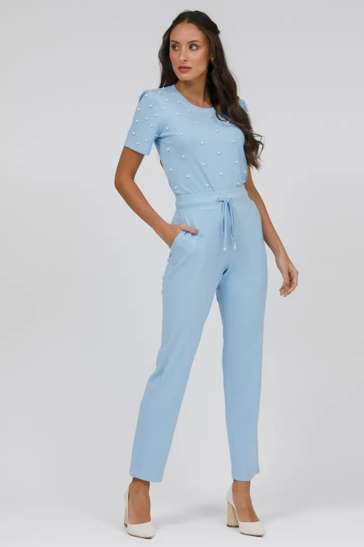 Aerolook Calça E Blusa Com Pérolas