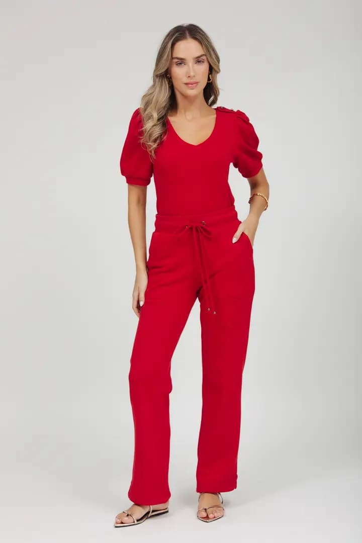Aerolook Calça E Blusa Com Botões Ombro