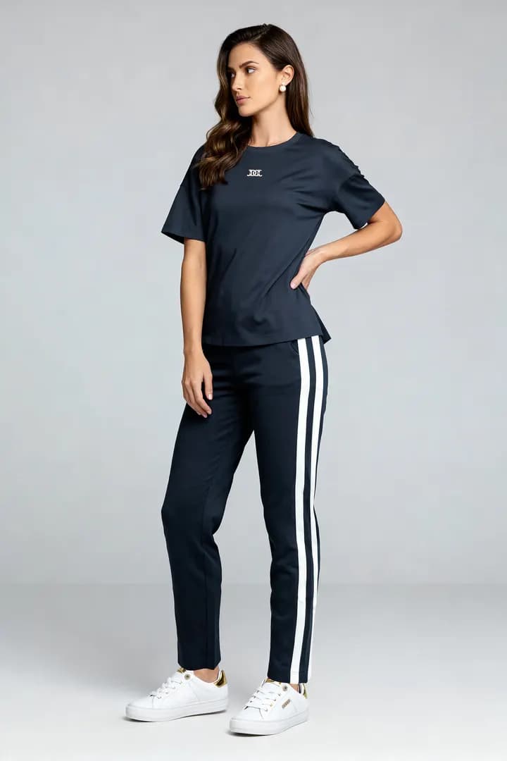 Aerolook Calça E Blusa Com Recorte - Azul Marinho